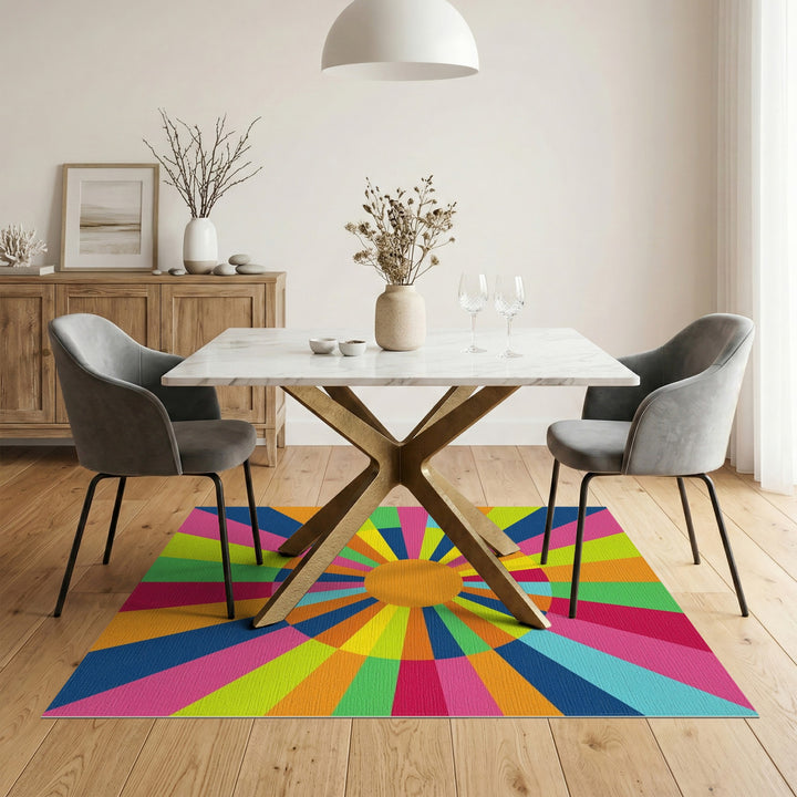 Vivid Multi-Color Radial Burst Area Rug
