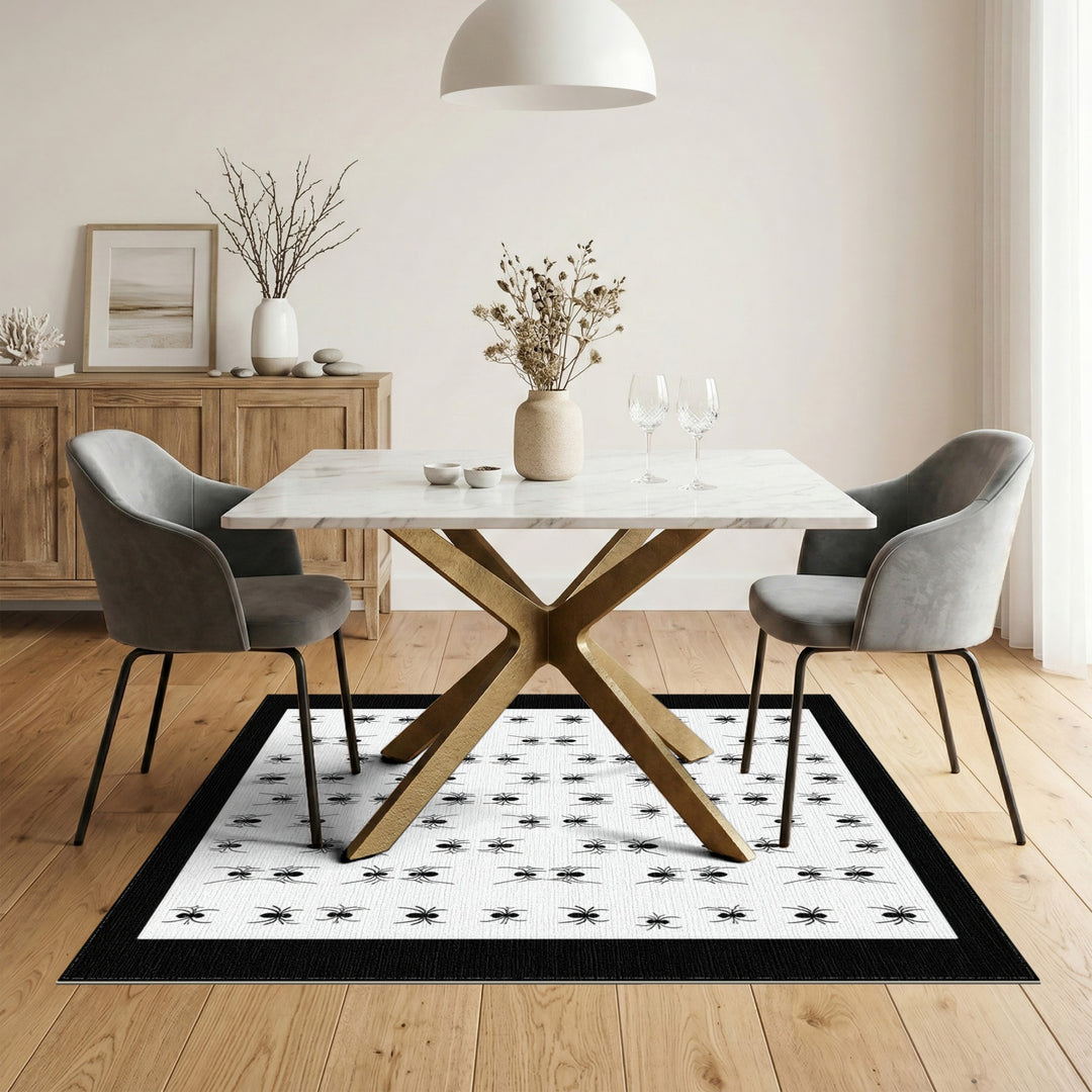 Black Spider Silhouette Washable Area Rug
