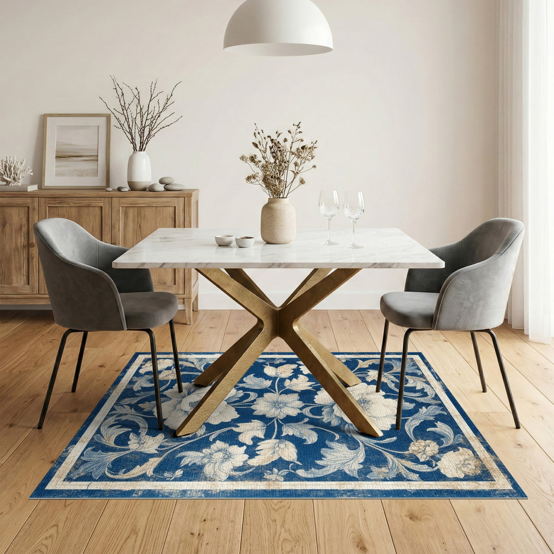Blue Floral Vintage Area Rug