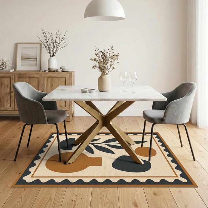 Abstract Brown Vase Plant Area Rug