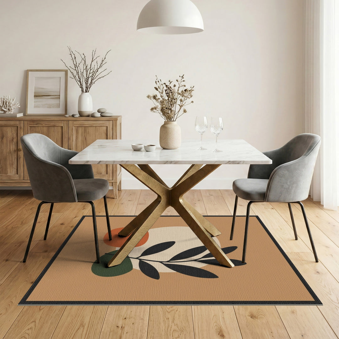 Abstract Area Brown and Tan Abstract Leaf Area Rug in Brown Tan