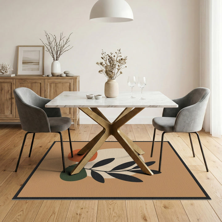 Abstract Area Brown and Tan Abstract Leaf Area Rug in Brown Tan
