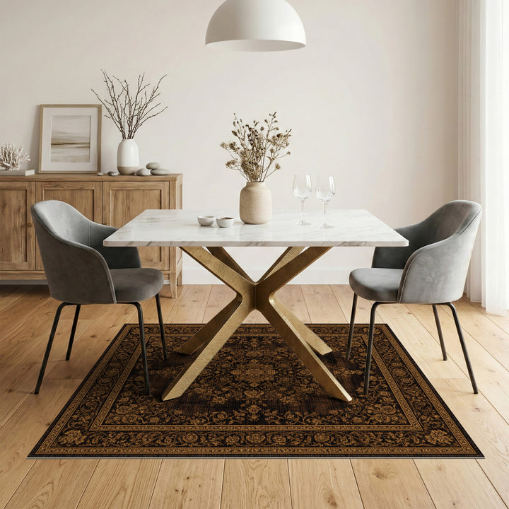 ODIKA Dark Brown Persian Medallion Rug