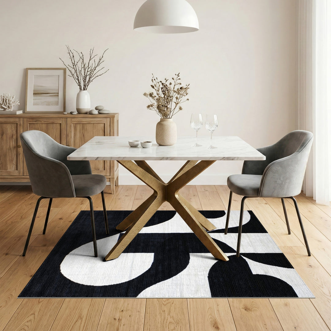 Geometric Modern Black and White Black White Bold Geometric Area Rug