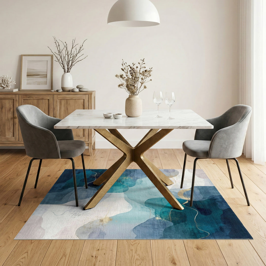 Abstract Area Teal Blue Abstract Area Rug