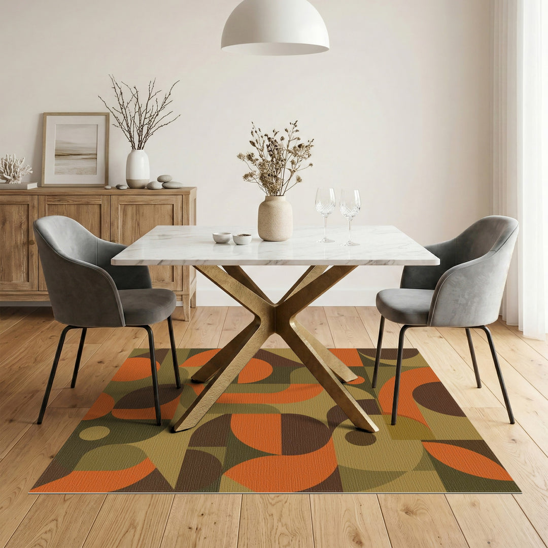 Orange Geometric Modern Orange Geometric Area Rug