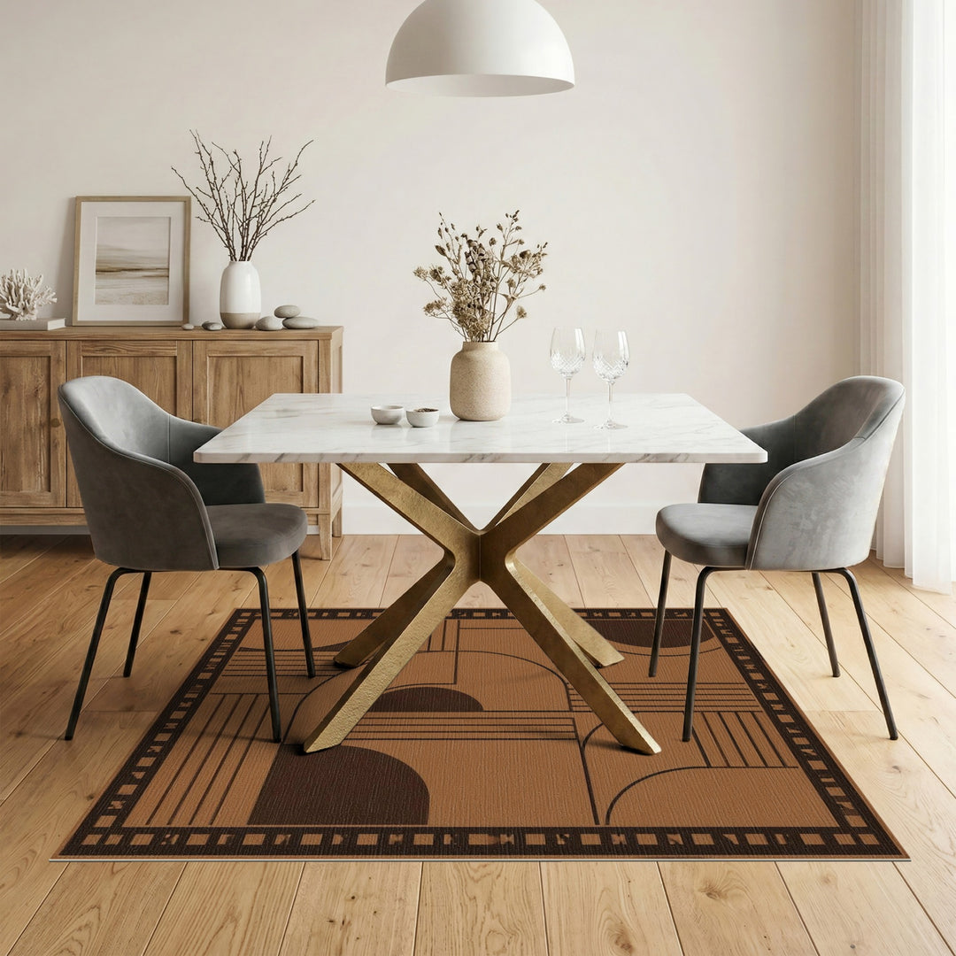 ODIKA Geometric Brown Area Rug