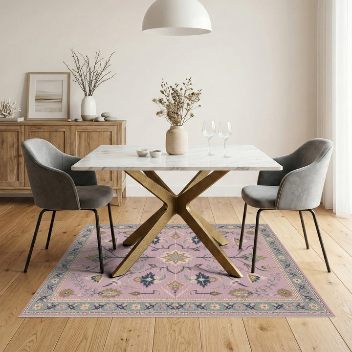 Pink Floral Vintage Area Rug