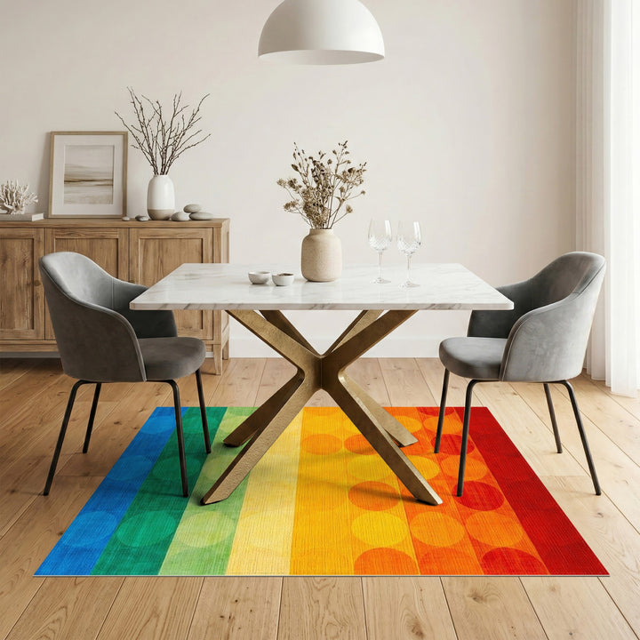 Rainbow Circle Geometric Area Rug