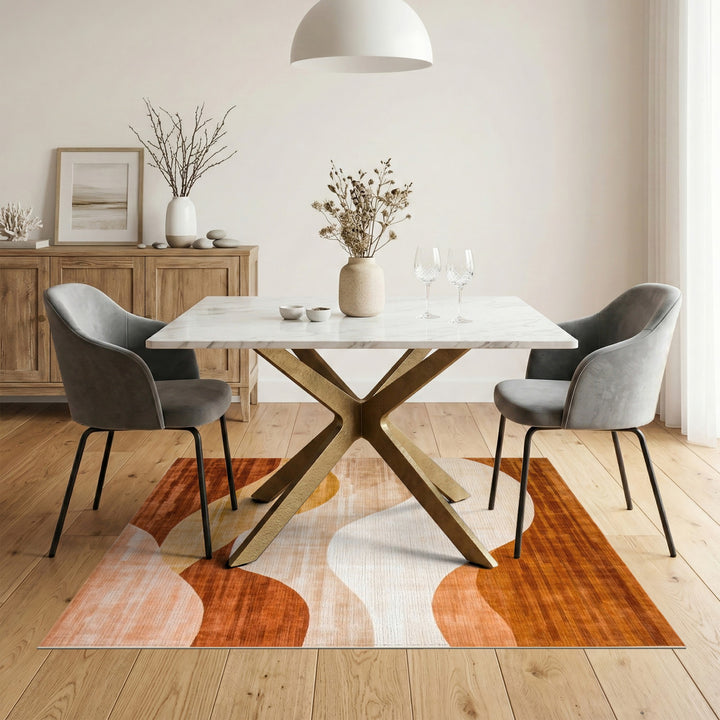 Brown and Tan Abstract Brown Waves Area Rug