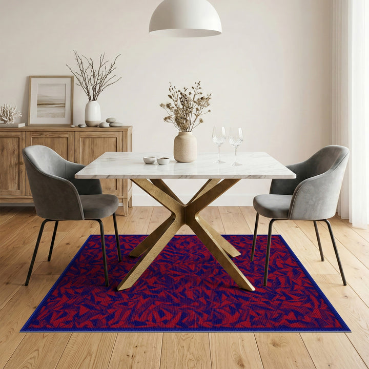 Red Abstract Geometric Area Rug