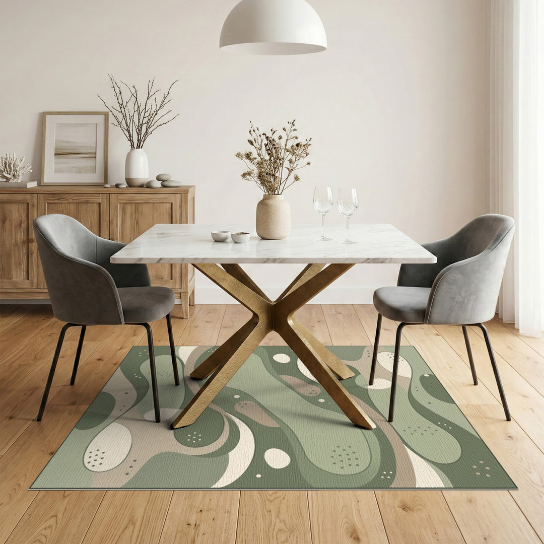 Organic Flow Green Abstract Area Rug