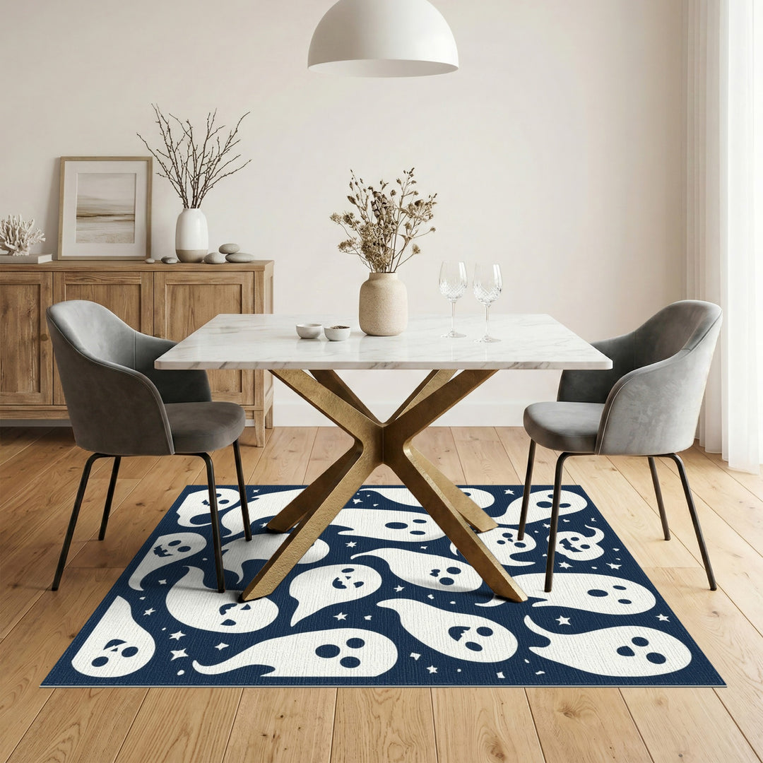 Cute Ghost Friends Blue Kids Area Rug