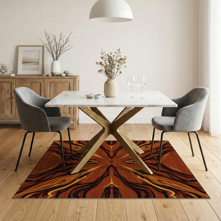 Radiant Brown Gold Abstract Area Rug