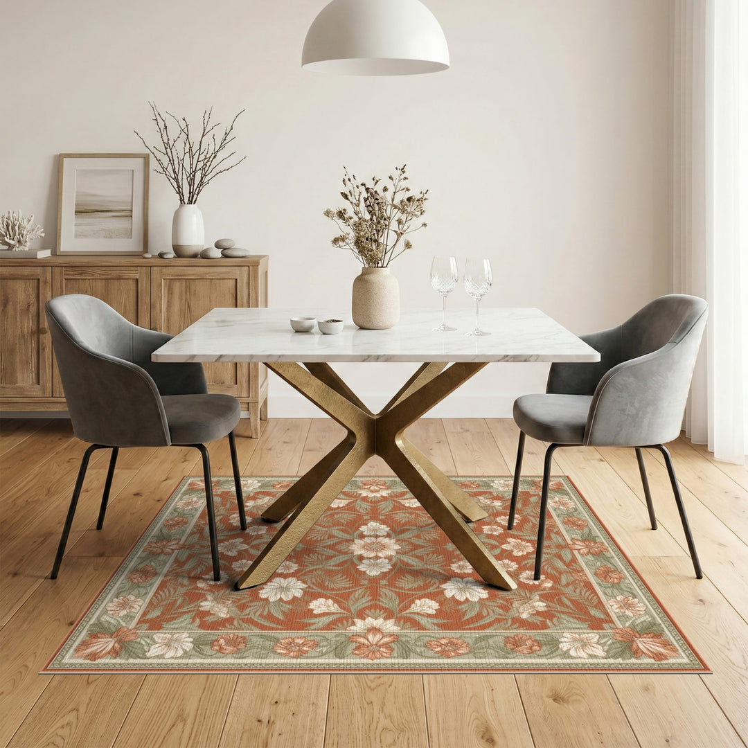 Red Floral Vintage Area Rug