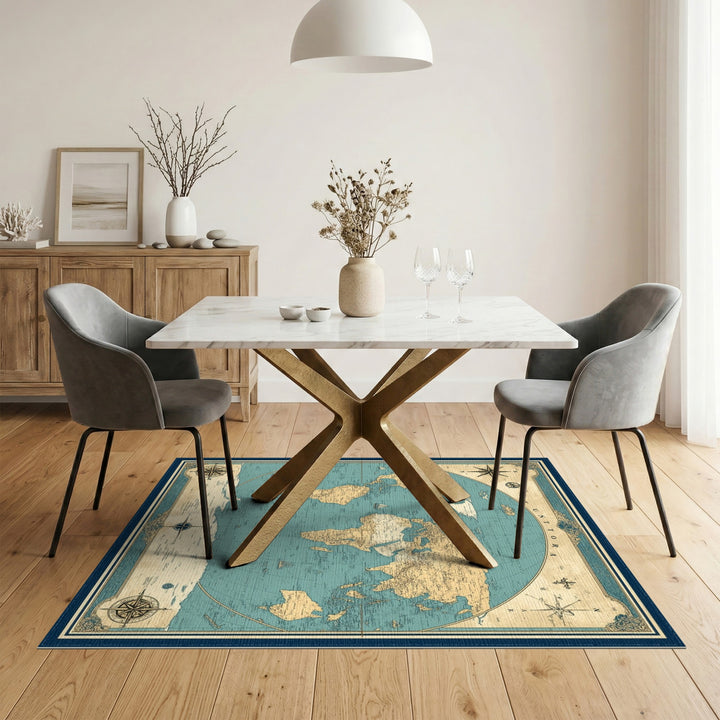 Tuntora Vintage World Map Area Rug