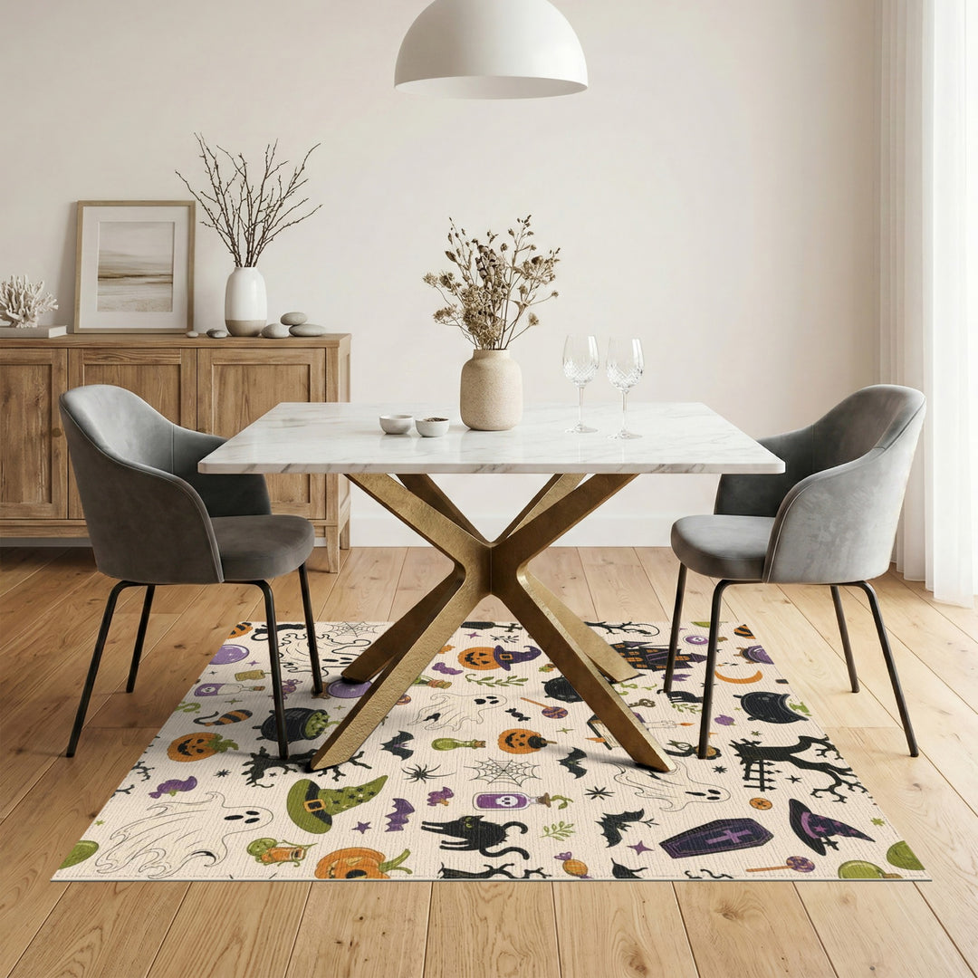 Halloween Spooky Icons Washable Area Rug