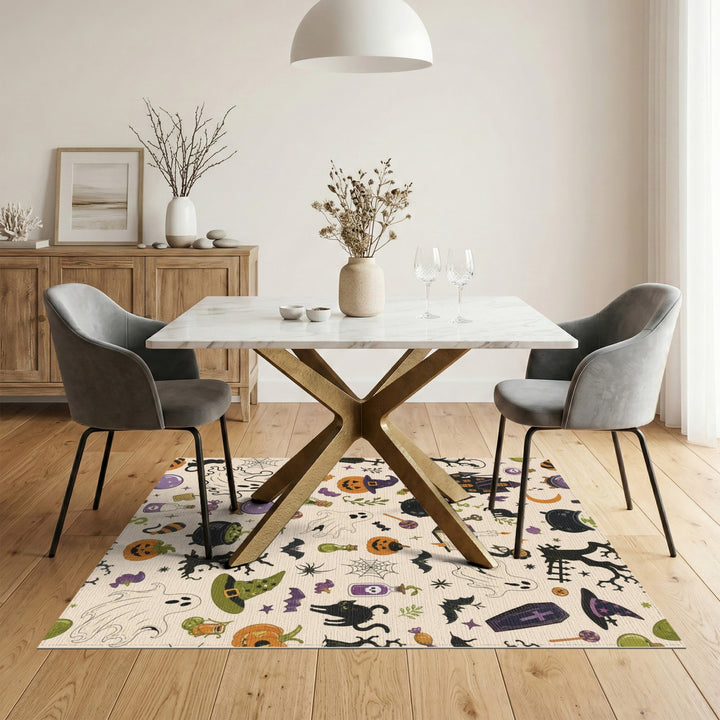 Halloween Spooky Icons Washable Area Rug