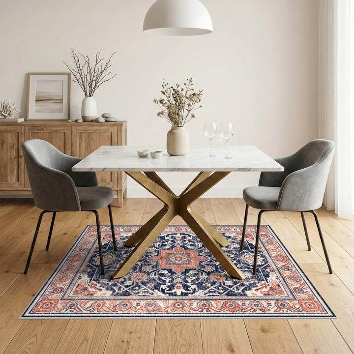 Distressed Vintage Navy Blue Distressed Vintage Area Rug