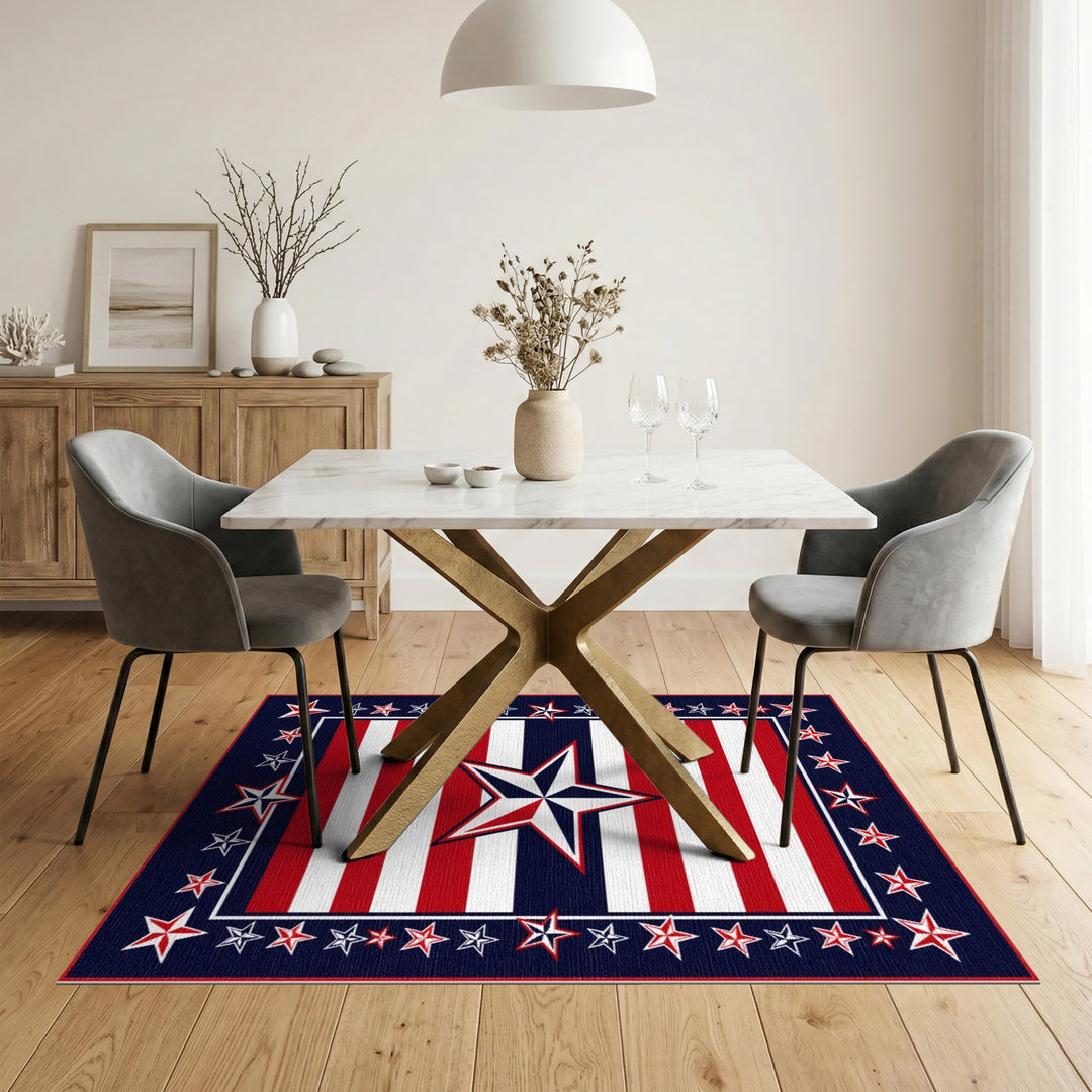 Multi-color and Patterns Patriotic Star Area Rug