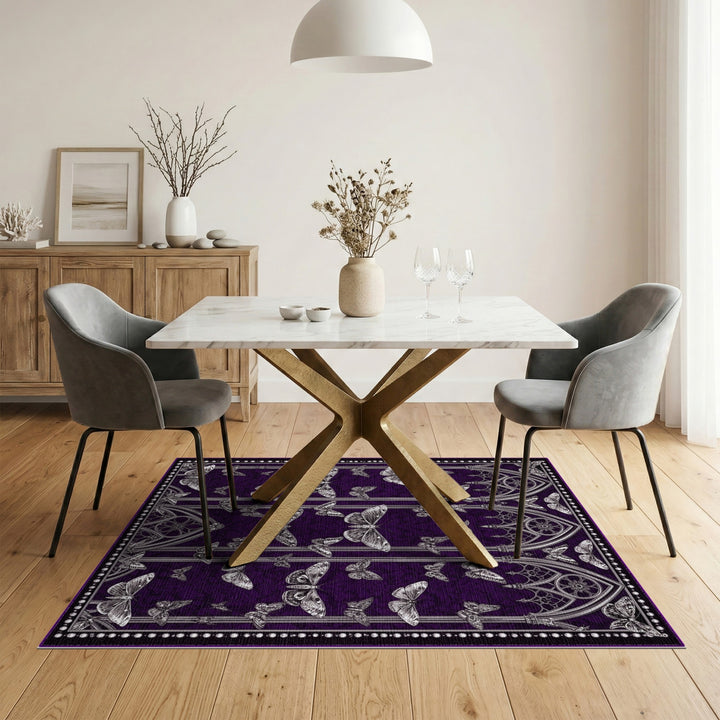 Purple Gothic Moth Area Rug