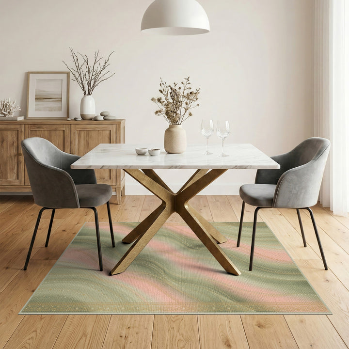 Pink Sage Wave Abstract Area Rug
