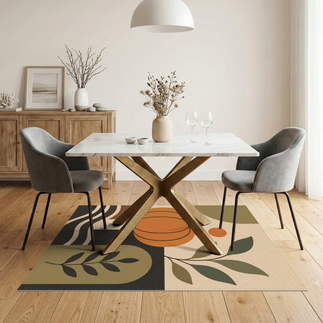 Orange Pumpkin Geometric Area Rug
