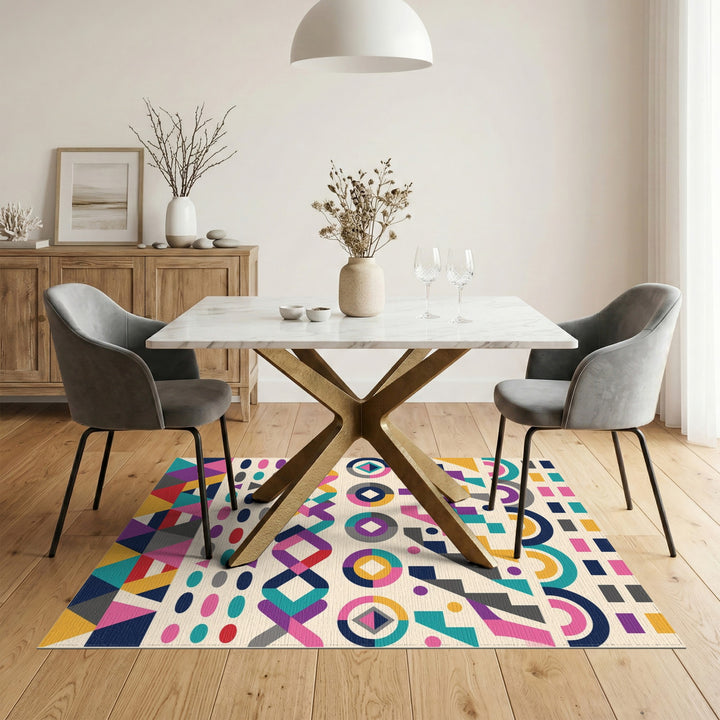 Vivid Multi-Color Geometric Modern Area Rug