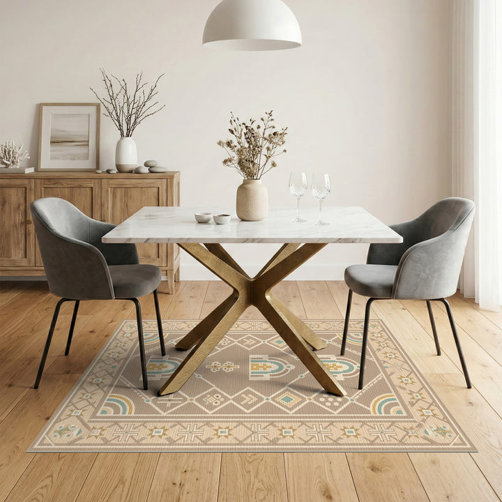 Beige Southwestern Geometric Area Rug