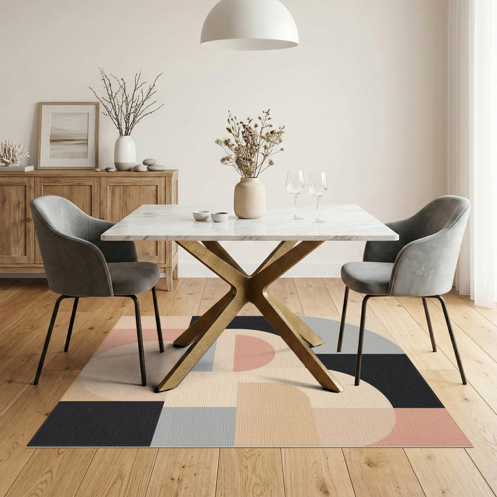 Beige Geometric Modern Area Rug