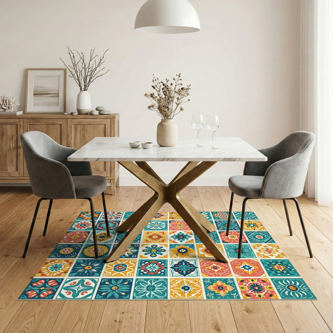 Multi-color and Patterns Vibrant Geometric Tile Area Rug