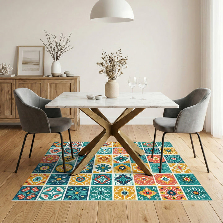Multi-color and Patterns Vibrant Geometric Tile Area Rug