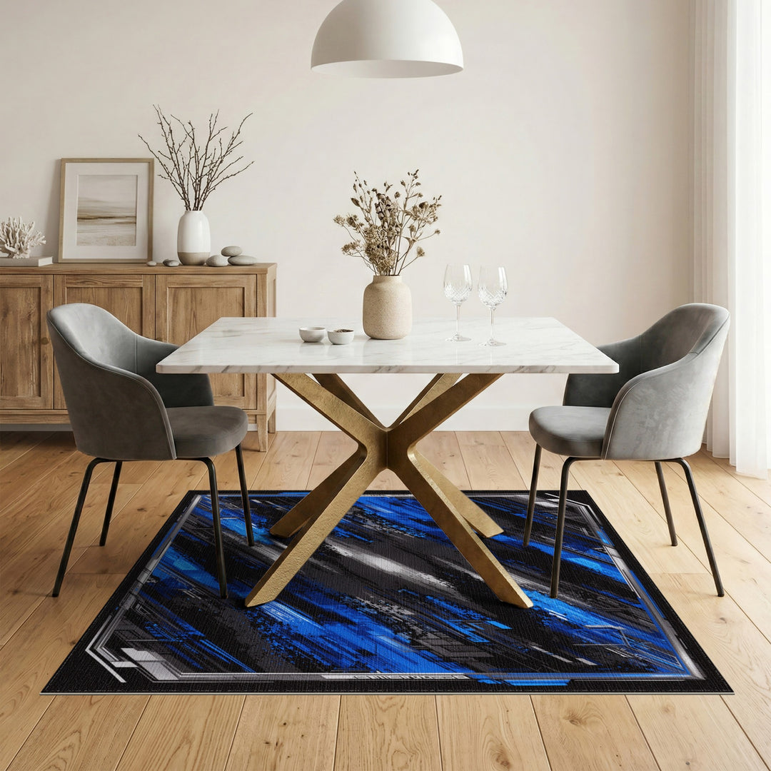 Blue Geometric Abstract Area Rug