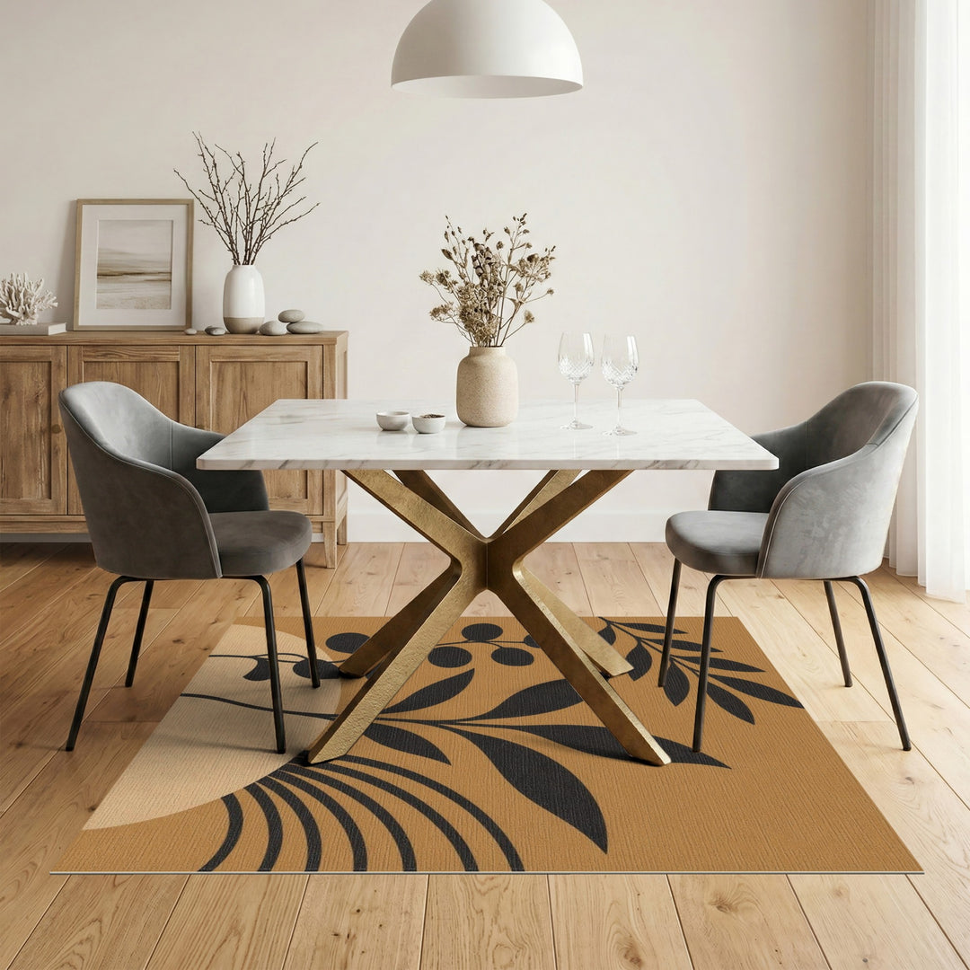 Abstract Brown Botanical Area Rug