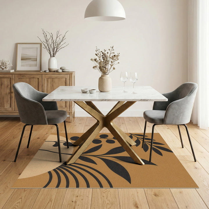 Abstract Brown Botanical Area Rug