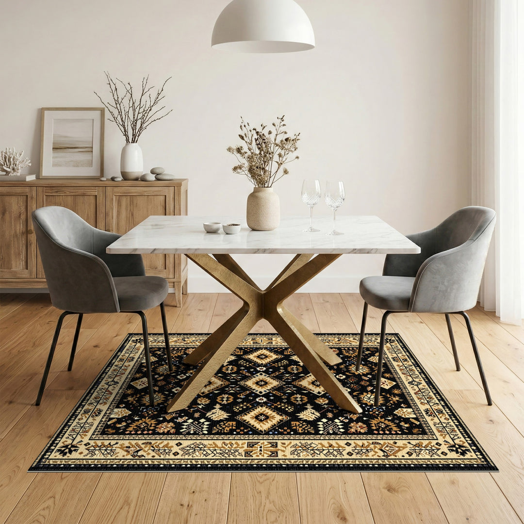 Heritage Tribal Black and Tan Geometric Area Rug