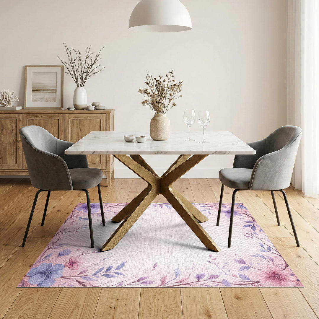 Pink Floral Vintage Washable Area Rug