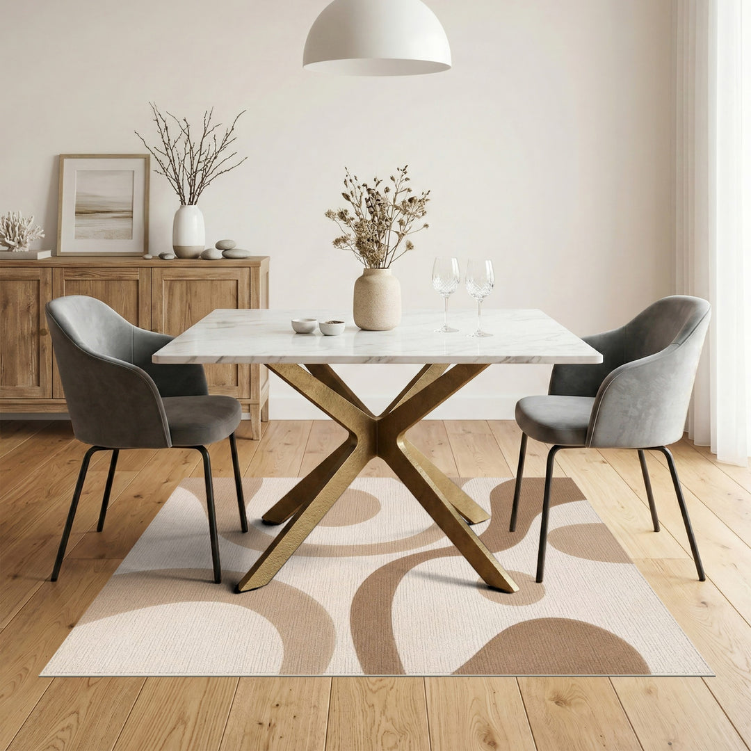 Beige Abstract Swirl Area Rug