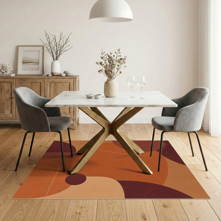 Orange Abstract Circle Area Rug