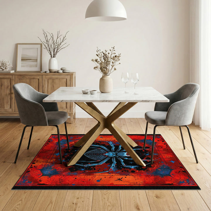 Red Spider Abstract Area Rug