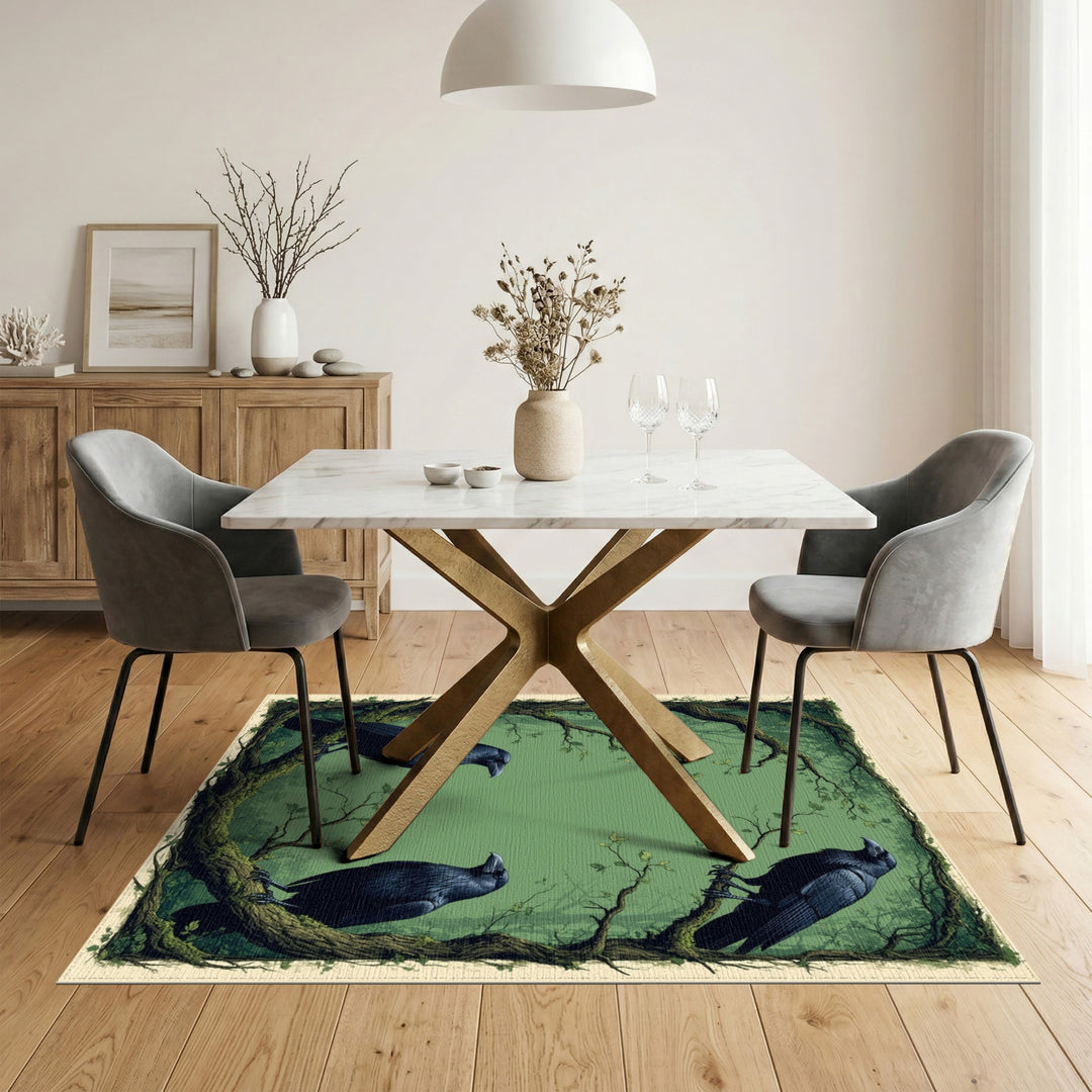 Raven Trio Green Forest Area Rug