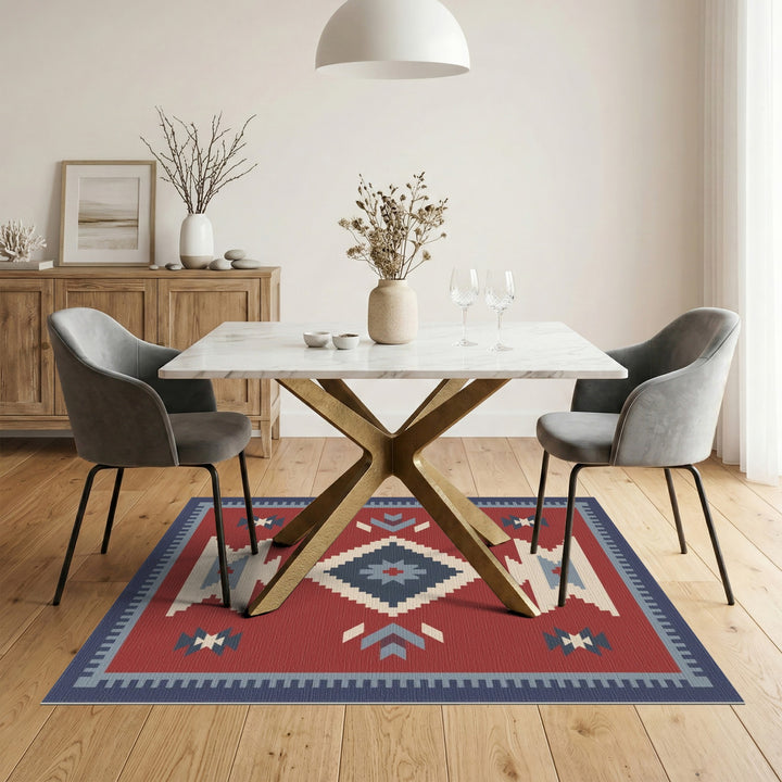 Red Southwestern Geometric Area Rug