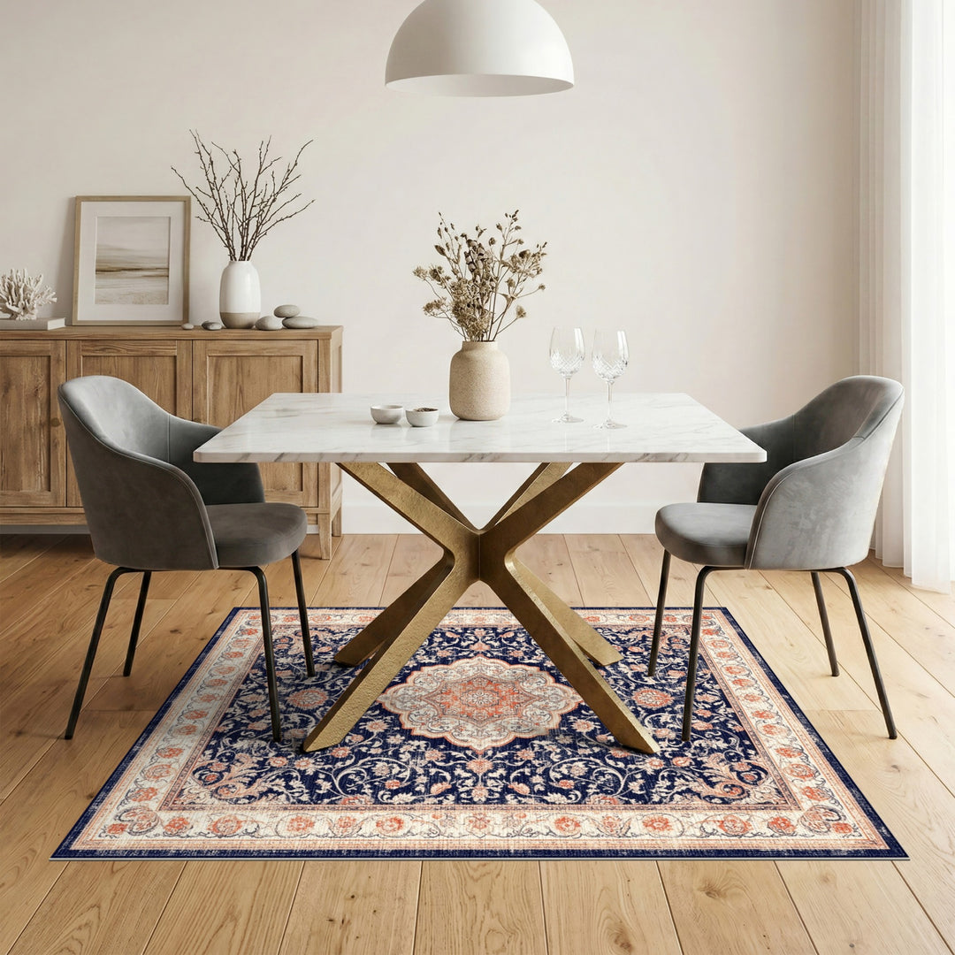 Navy Blue Traditional Persian Area Rug