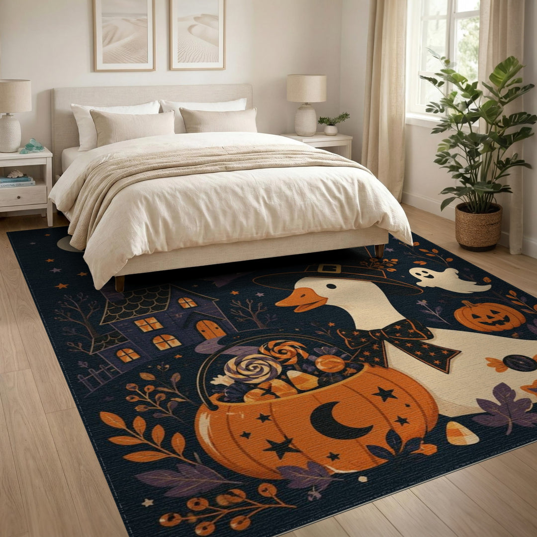 Happy Halloween Witch Duck Area Rug