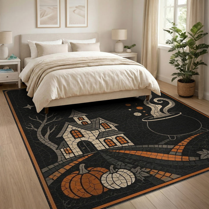 Mosaic Halloween Cauldron Area Rug