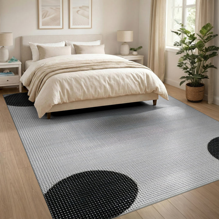Black Circle Geometric Area Rug
