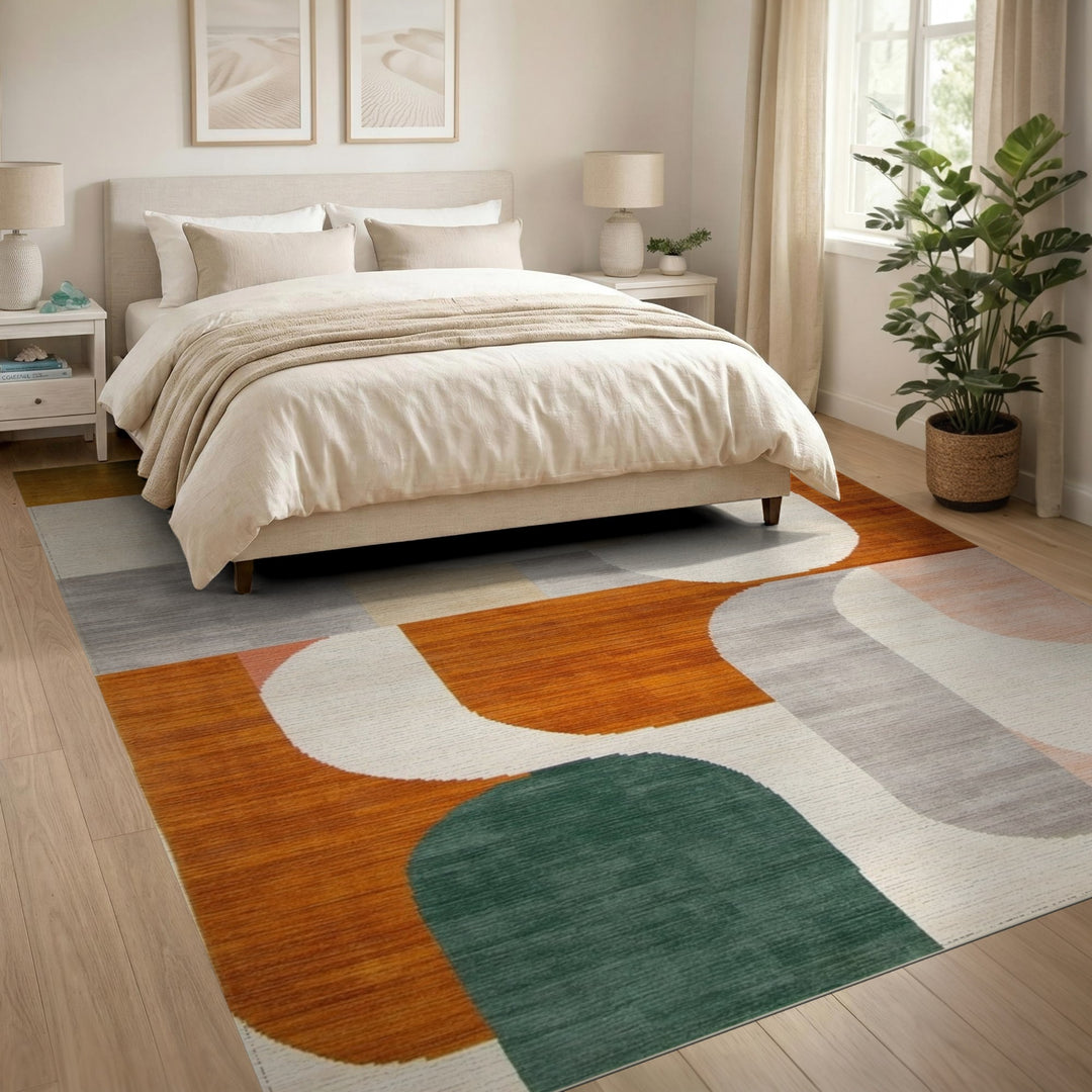 Geometric Abstract Area Rug in Earth Tones