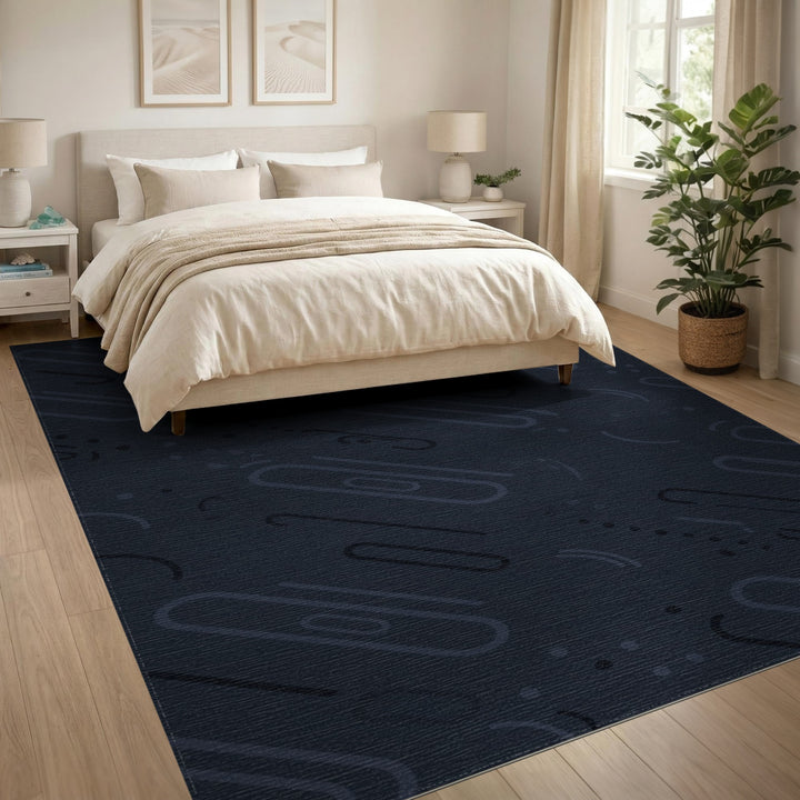 Abstract Navy Geometric Area Rug