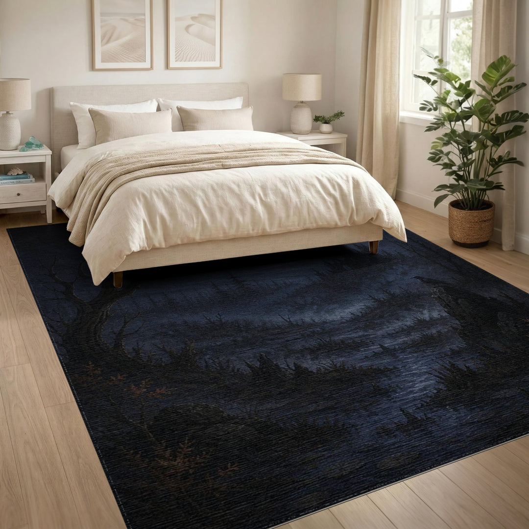 Dark Raven Swamp Washable Area Rug