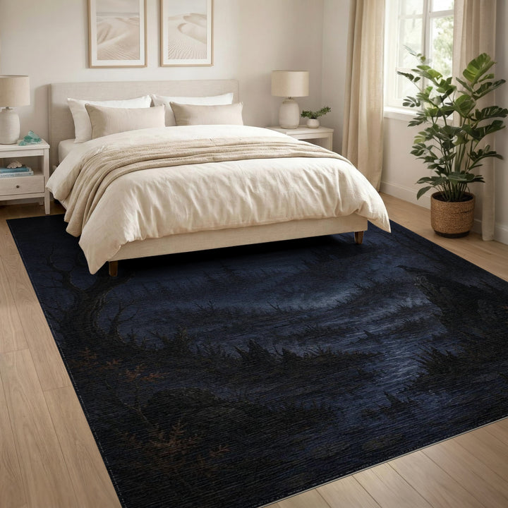 Dark Raven Swamp Washable Area Rug